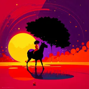 Starry Night Silhouette: Caribou and Deer in Moonlit Serenity