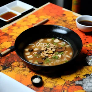 Delicious Vegetable Soup Bowl with Beef and Spice