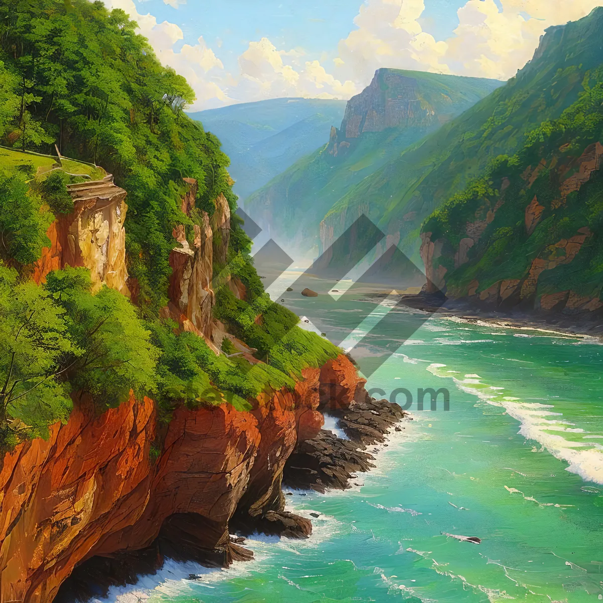 Picture of Majestic Coastal Cliff overlooking Turquoise Ocean