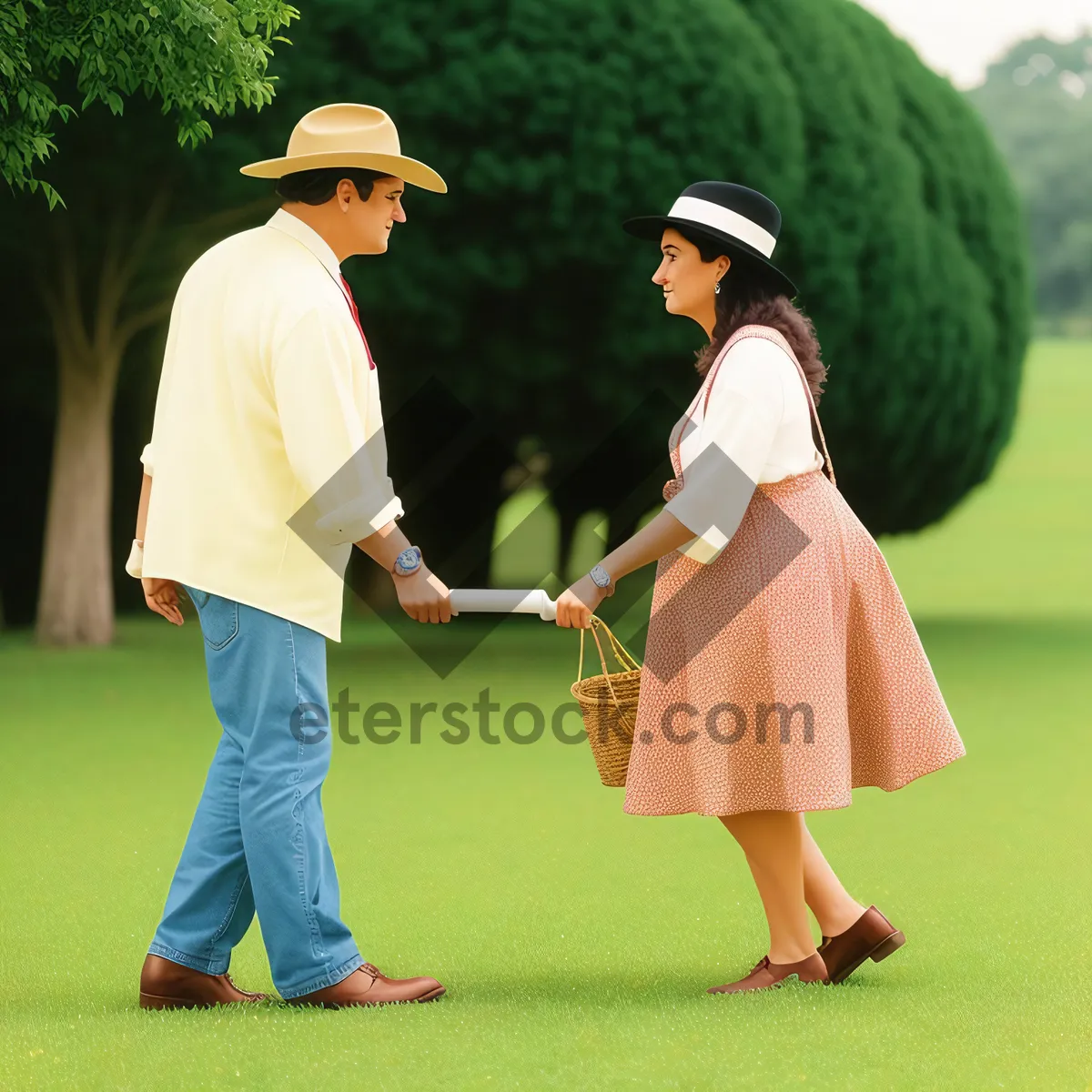 Picture of Active Golfer Swinging on the Green