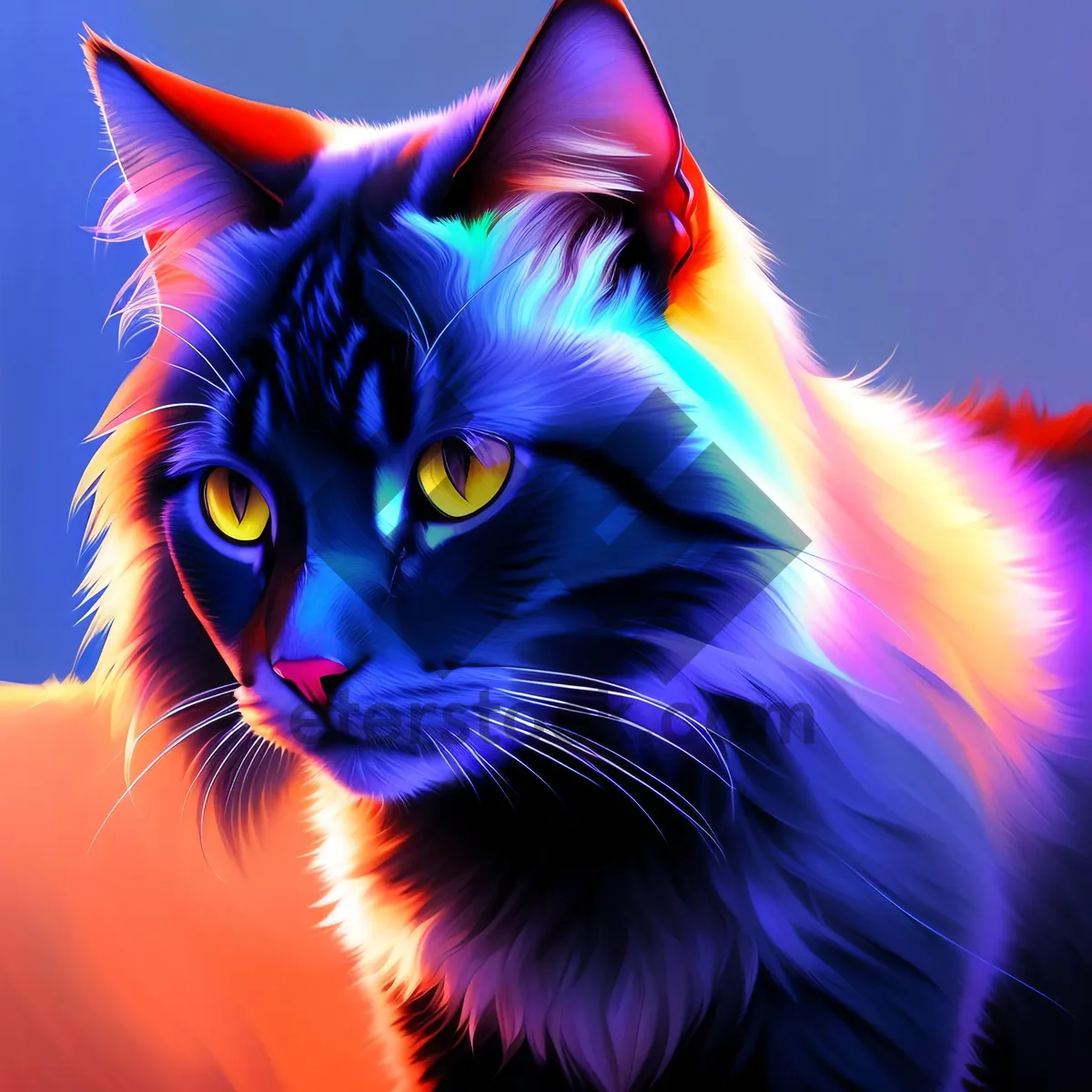 Picture of Colorful Fractal Kitty: Mesmerizing blend of art and design.