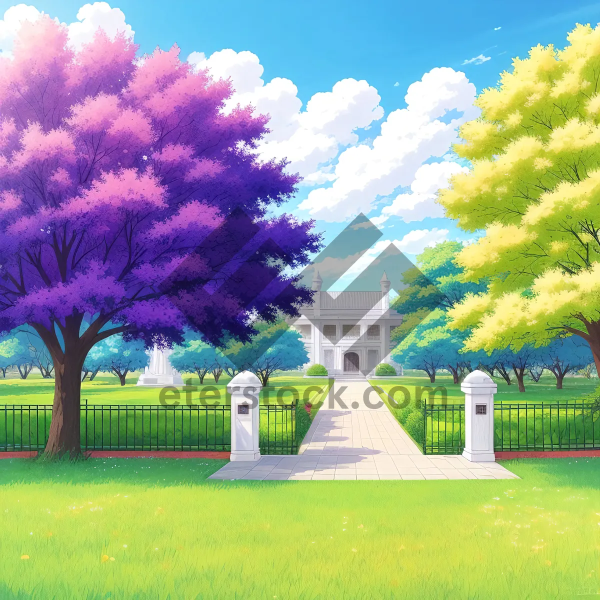 Picture of Scenic Countryside Fence with Lush Greenery