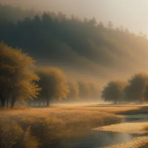 Enchanting Rural Landscape at Sunset