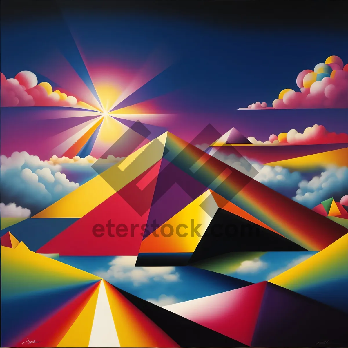 Picture of Vibrant Rainbow Pyramid Graphic Design