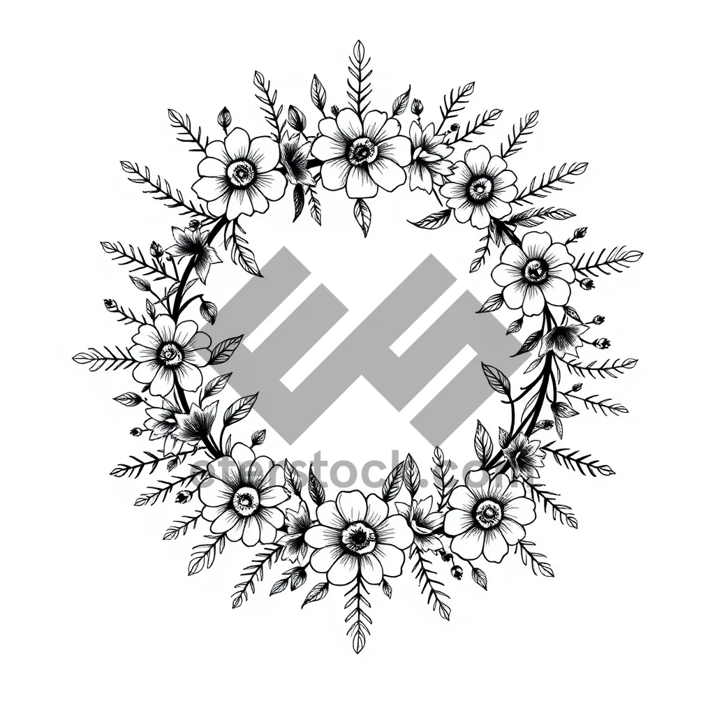 Picture of Winter Snowflake Floral Silhouette Ornate Graphic Design Element