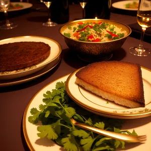 Delicious Gourmet Dinner Plate with Fresh Salad