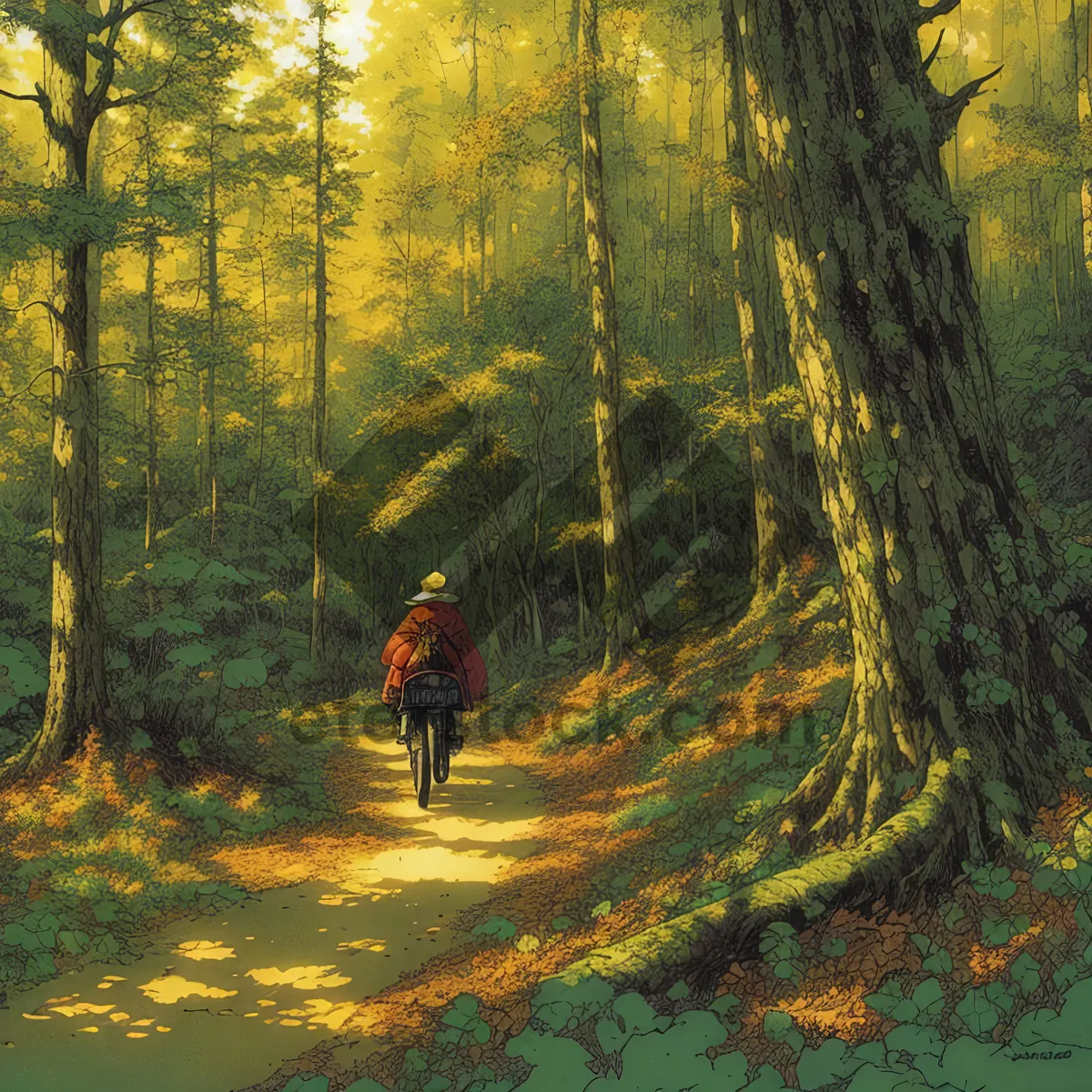 Picture of Autumn Landscape with Mountain Bike