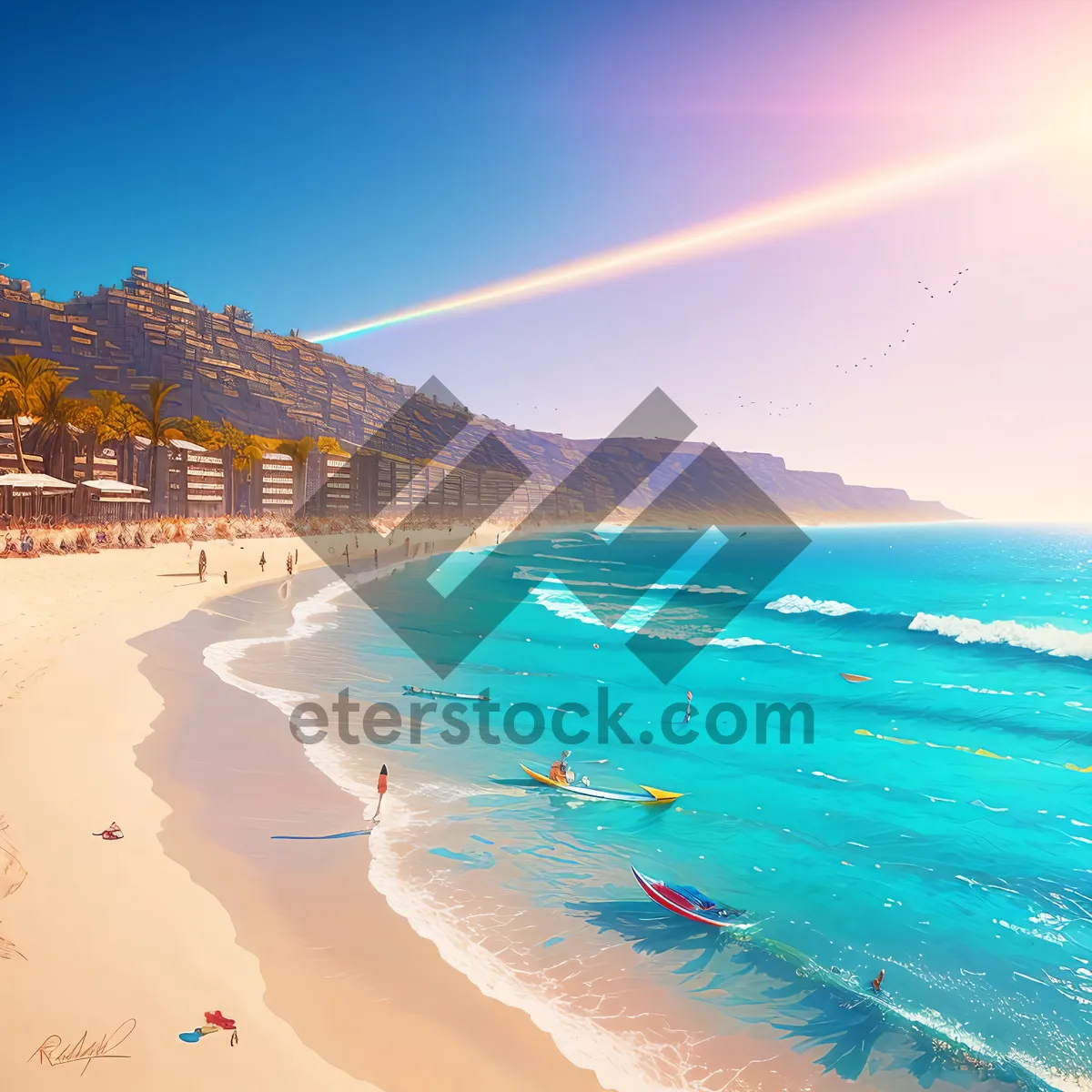 Picture of Tranquil Tropical Beach Paradise with Crystal Clear Turquoise Waters