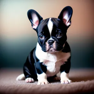 Cute Bulldog Puppy: Studio Portrait of Purebred Terrier