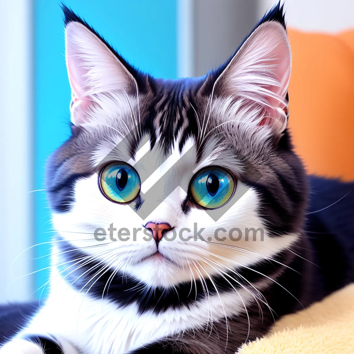 Picture of Fluffy Gray Tabby Kitty with Adorable Green Eyes