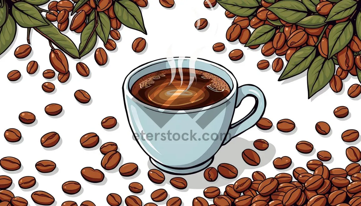 Picture of Hot Espresso Cup on Saucer with Spoon