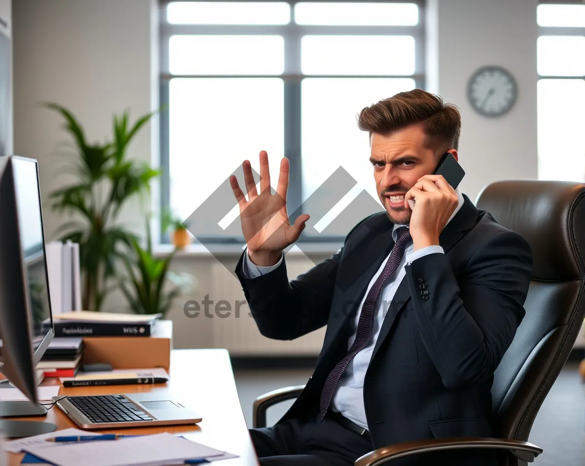 Picture of Happy corporate team working in office with laptop