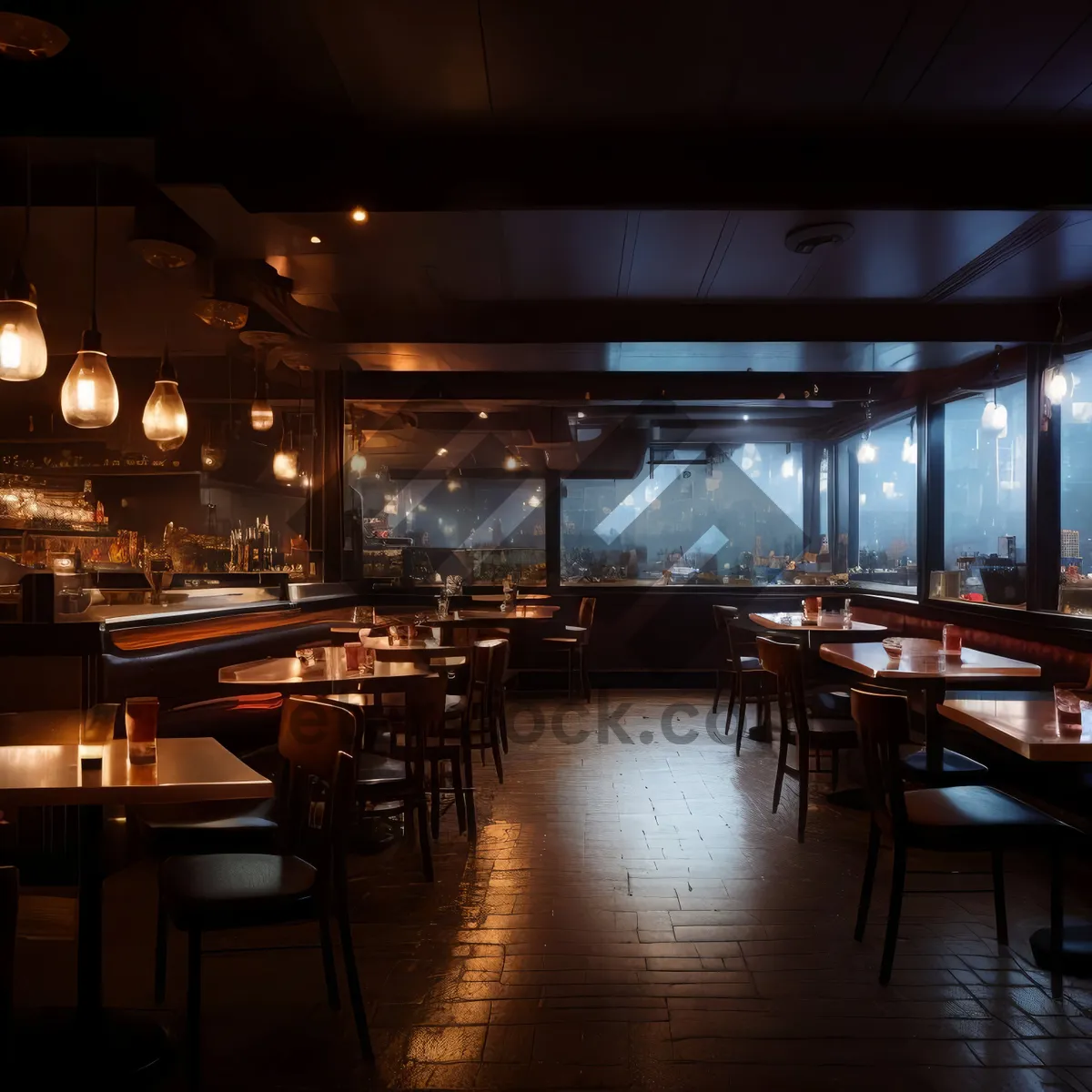 Picture of City restaurant interior cafeteria building architecture night hall.