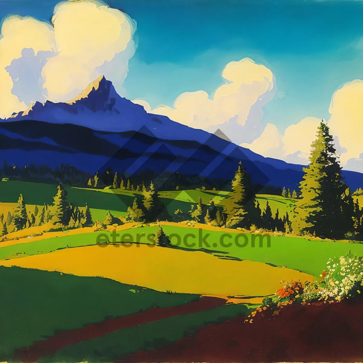 Picture of Serene Golf Course Landscape under Sunny Skies