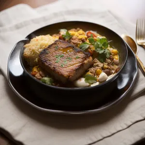 Nutritious beef stew with vegetables and herbs