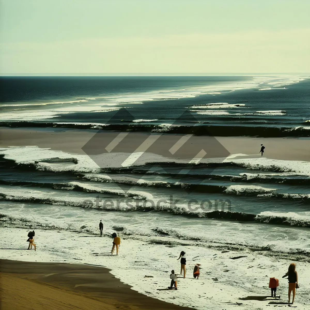 Picture of Serene Sunset Beachscape with Gently Rolling Waves.