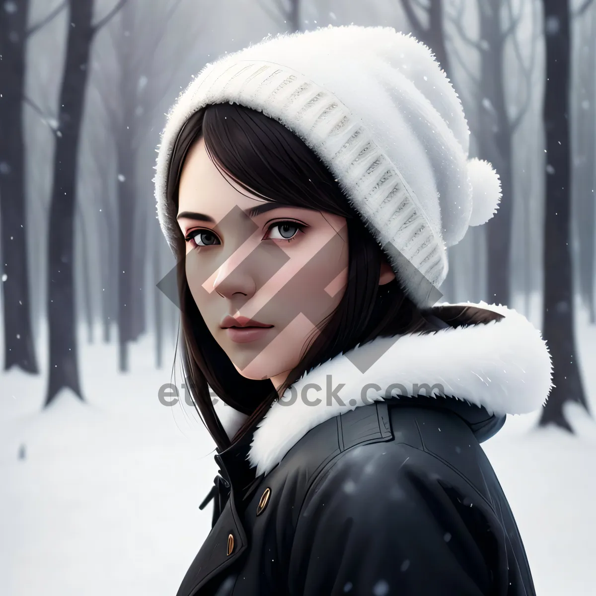Picture of Smiling Winter Fashion Portrait of Attractive Lady
