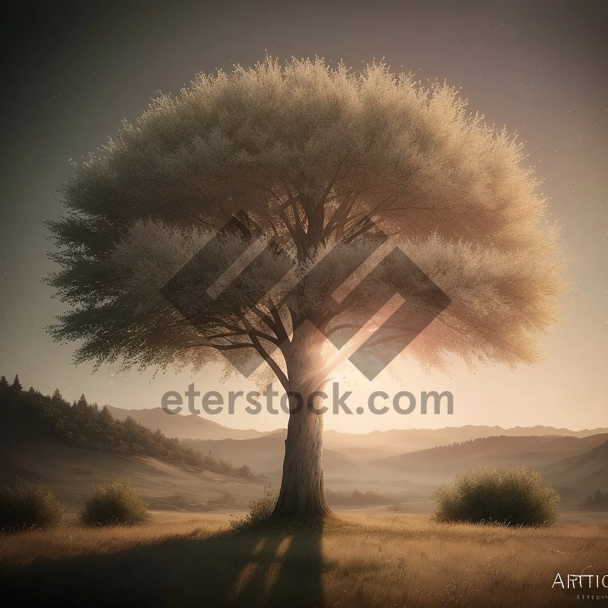 Picture of Sunning Yucca Tree in Countryside Landscape