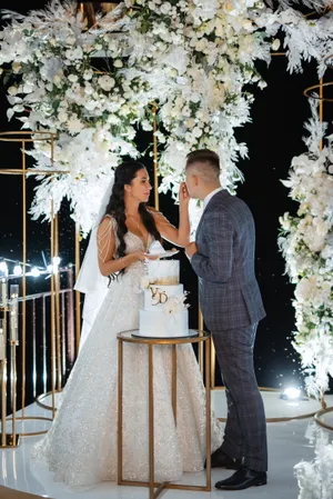 Bride and Groom Celebrating Love on Wedding Day