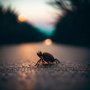 Close-Up of Black Spider on Ant