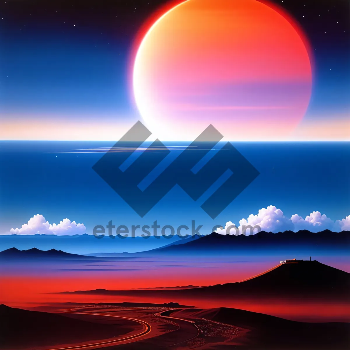 Picture of Majestic Sun Setting Over Calm Ocean