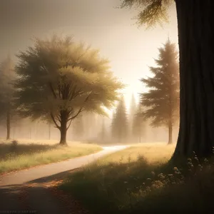 Autumn Reflections: Tree-Lined Road Mirror