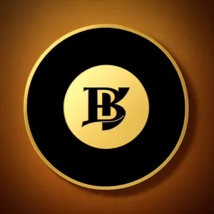 Shiny Black Round Button Icon with Metallic Reflection