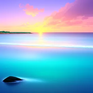 Coastal Sunset Reflection on Calm Waters