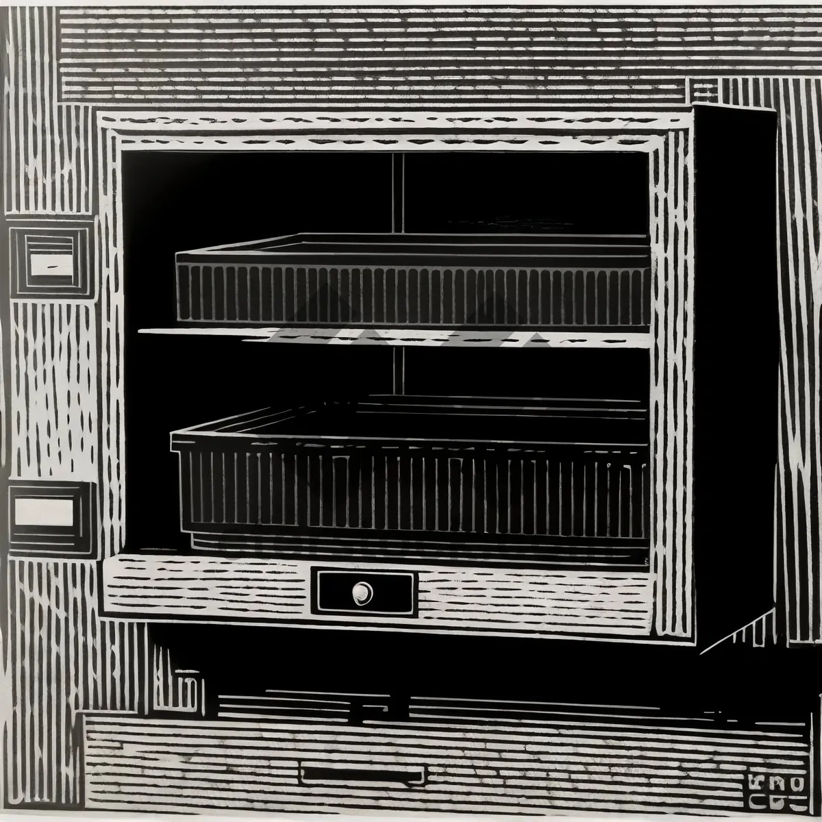 Picture of Antique Wood Cooling Device for Interior Home Architecture