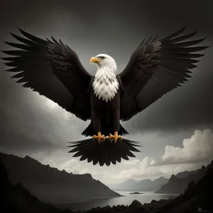 Bald Eagle in Flight, Majestic Predator Soaring