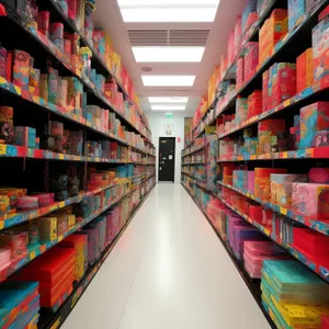 Interior of a bustling marketplace and store