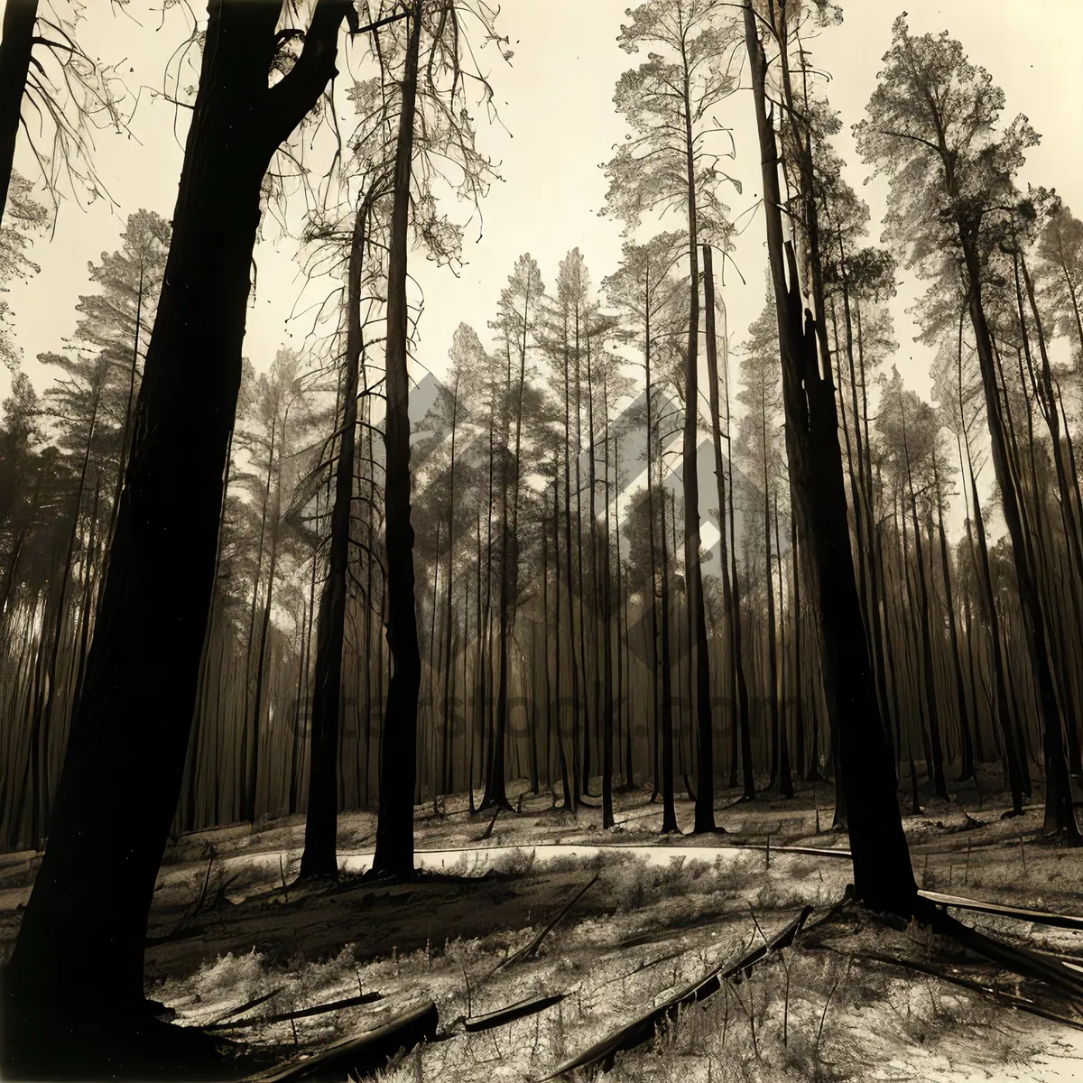 Picture of Autumn Forest Park Landscape with Snag and Trees