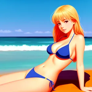 Beach Babe in Tropical Bikini Bliss