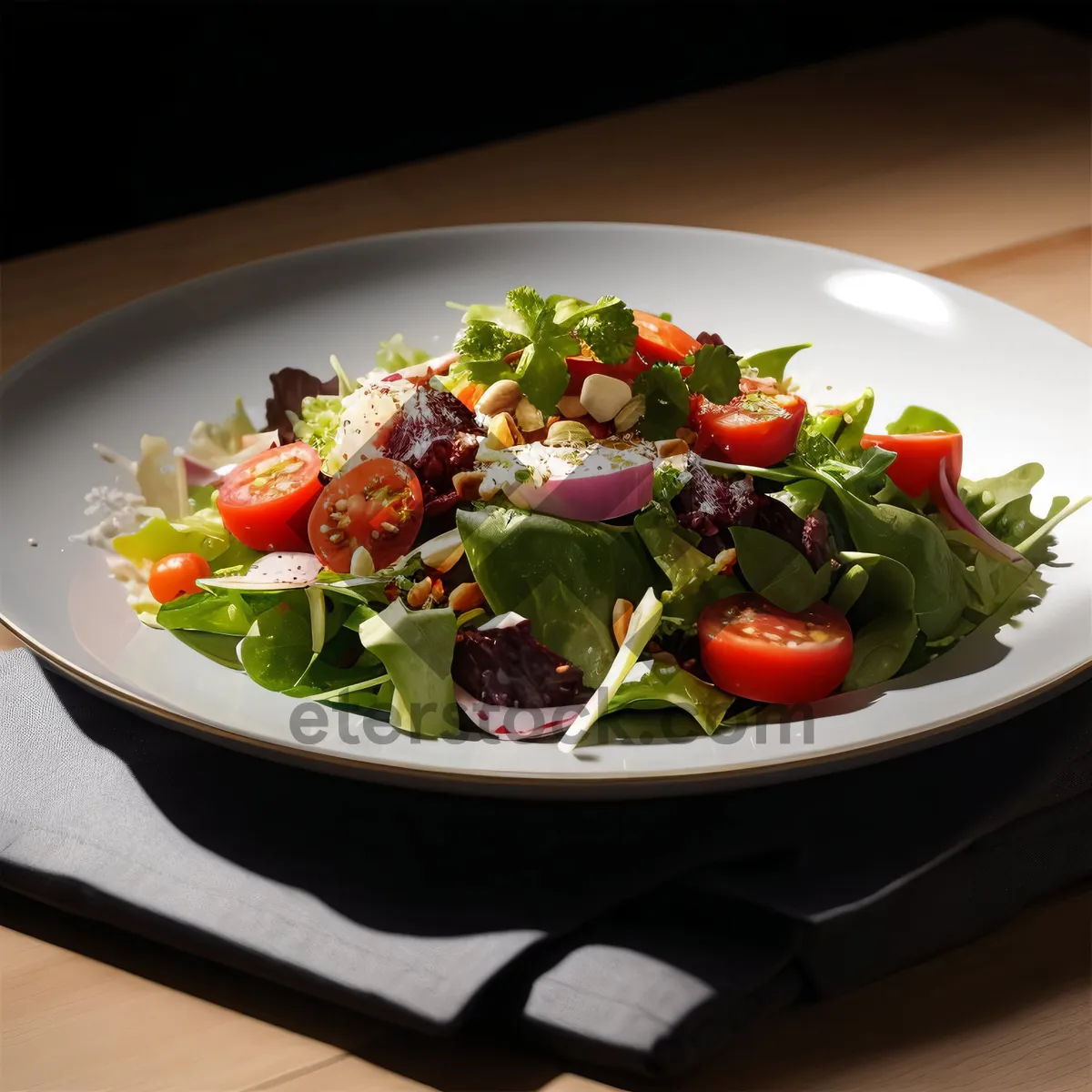 Picture of Healthy Gourmet Salad with Fresh Vegetables and Cheese