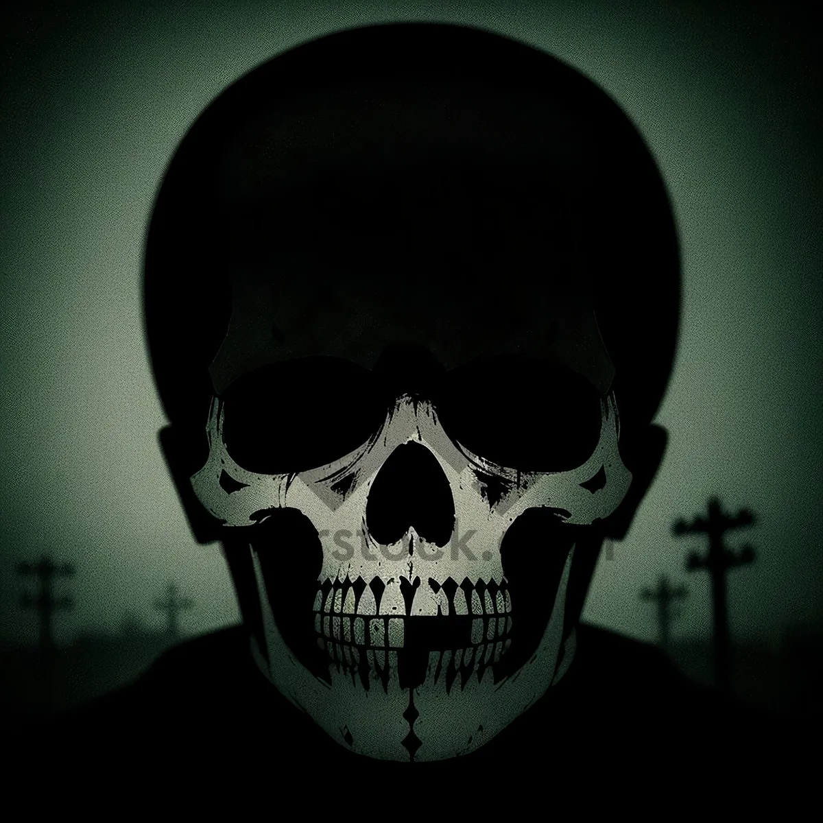 Picture of Skull-faced Horror Ski Mask - Creepy Black Attire