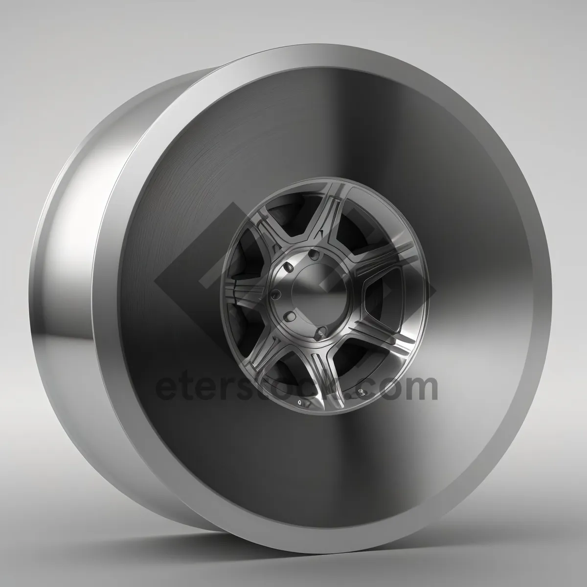 Picture of Shiny Metallic Car Wheel Icon with Rim