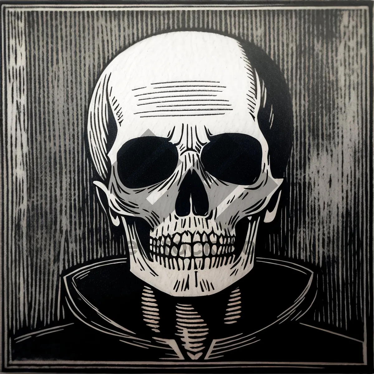 Picture of Sinister Skull: Black Skeleton Mask for Face