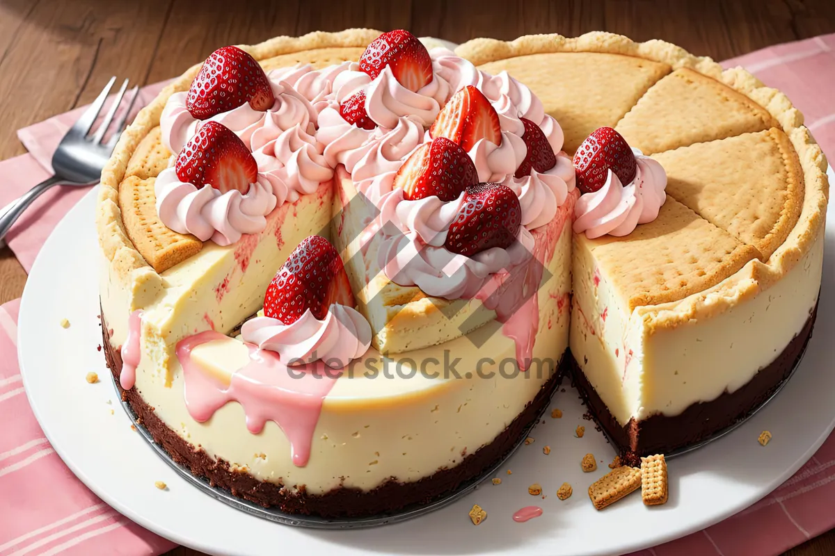 Picture of Delicious Strawberry Cake with Fresh Strawberries