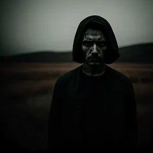 Dark Attire: Mysterious Masked Man in Black