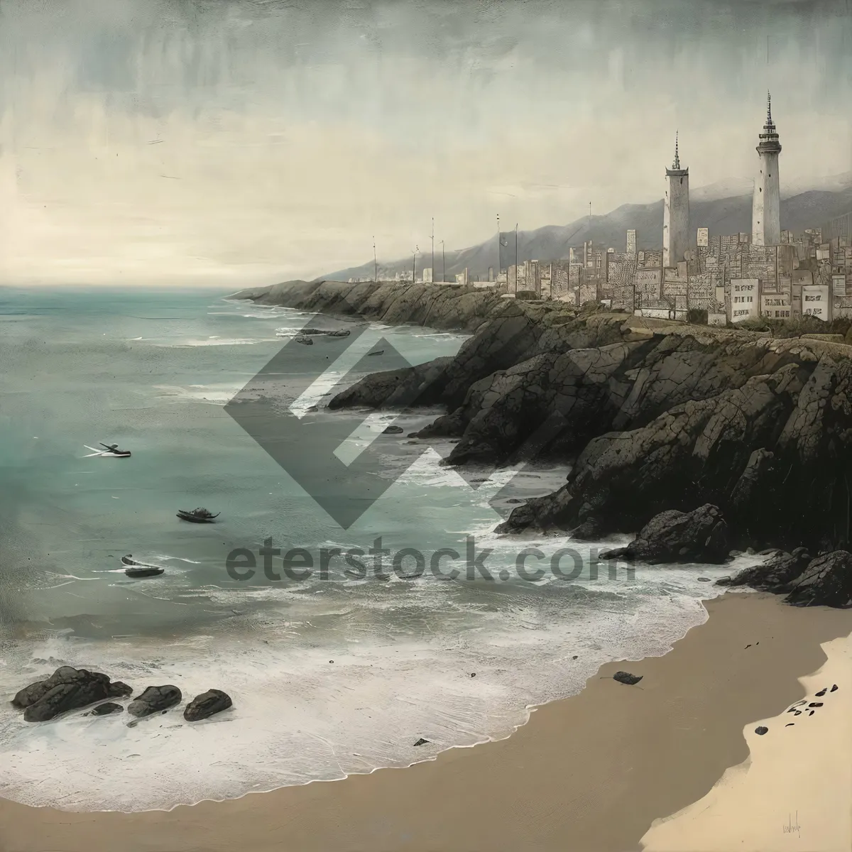 Picture of Coastal Breakwater Guarding Ocean Waves