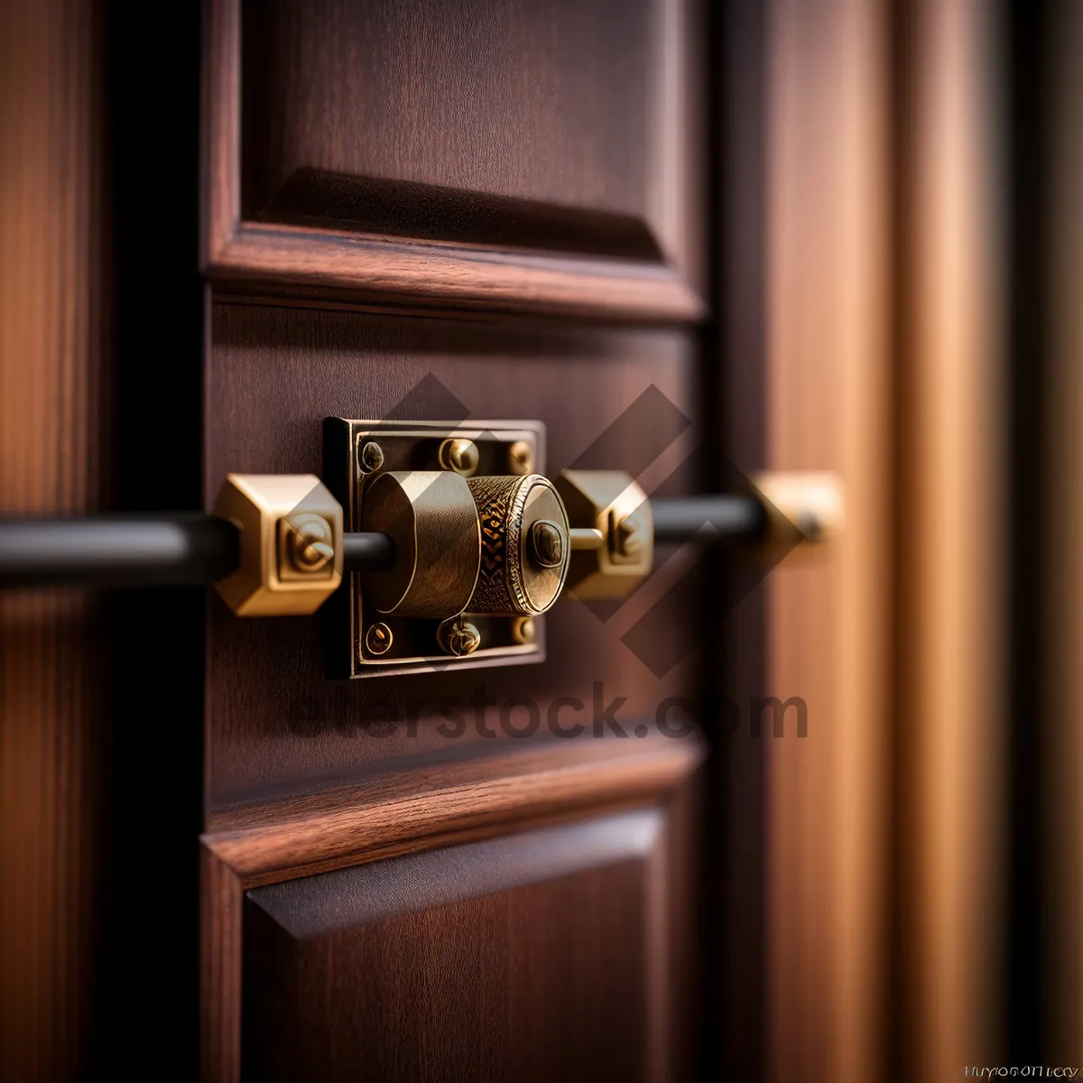 Picture of Secure Metal Combination Lock on Wooden Door