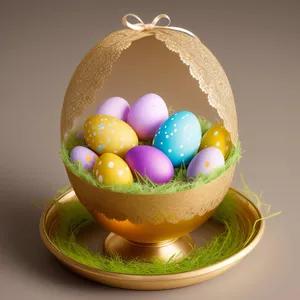 Colorful Easter Candy and Sweet Fruit Eggs