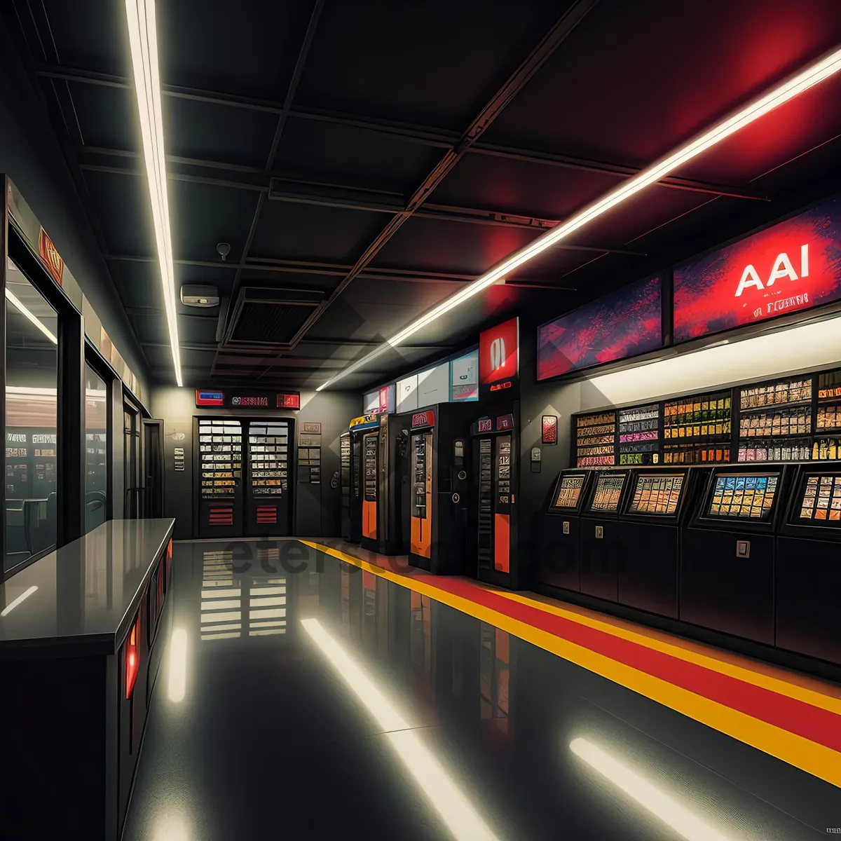 Picture of Urban Subway Terminal at Night: Modern Transportation Hub