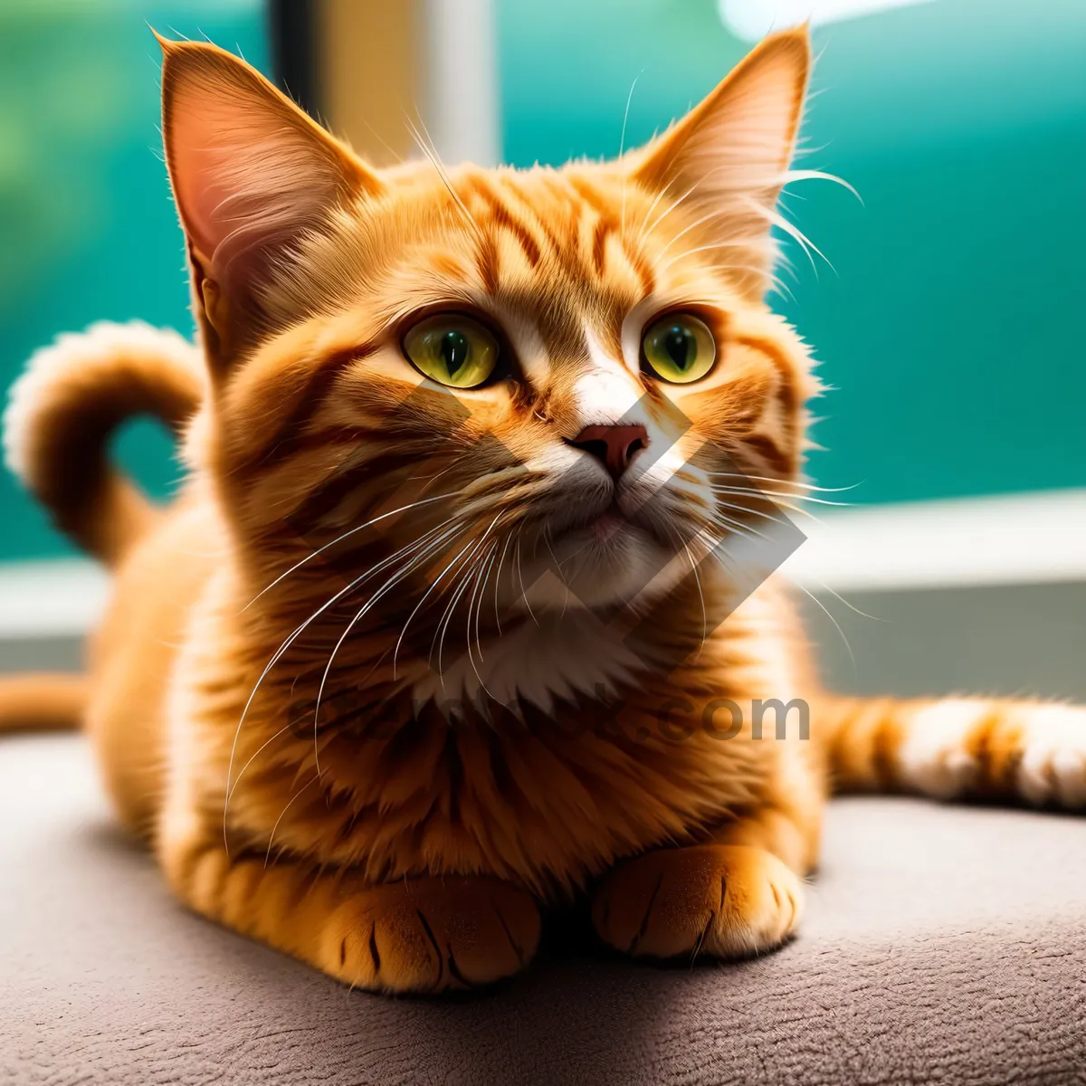 Picture of Furry feline curious kitty with adorable eyes