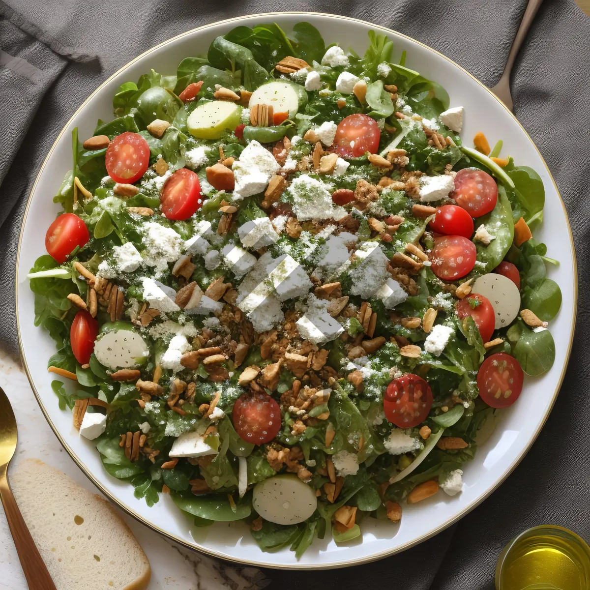 Picture of Delicious Salad Plate with Gourmet Cheese