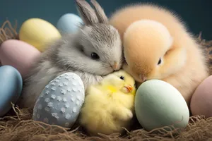 Adorable White Bunny Portrait for Easter Festivities