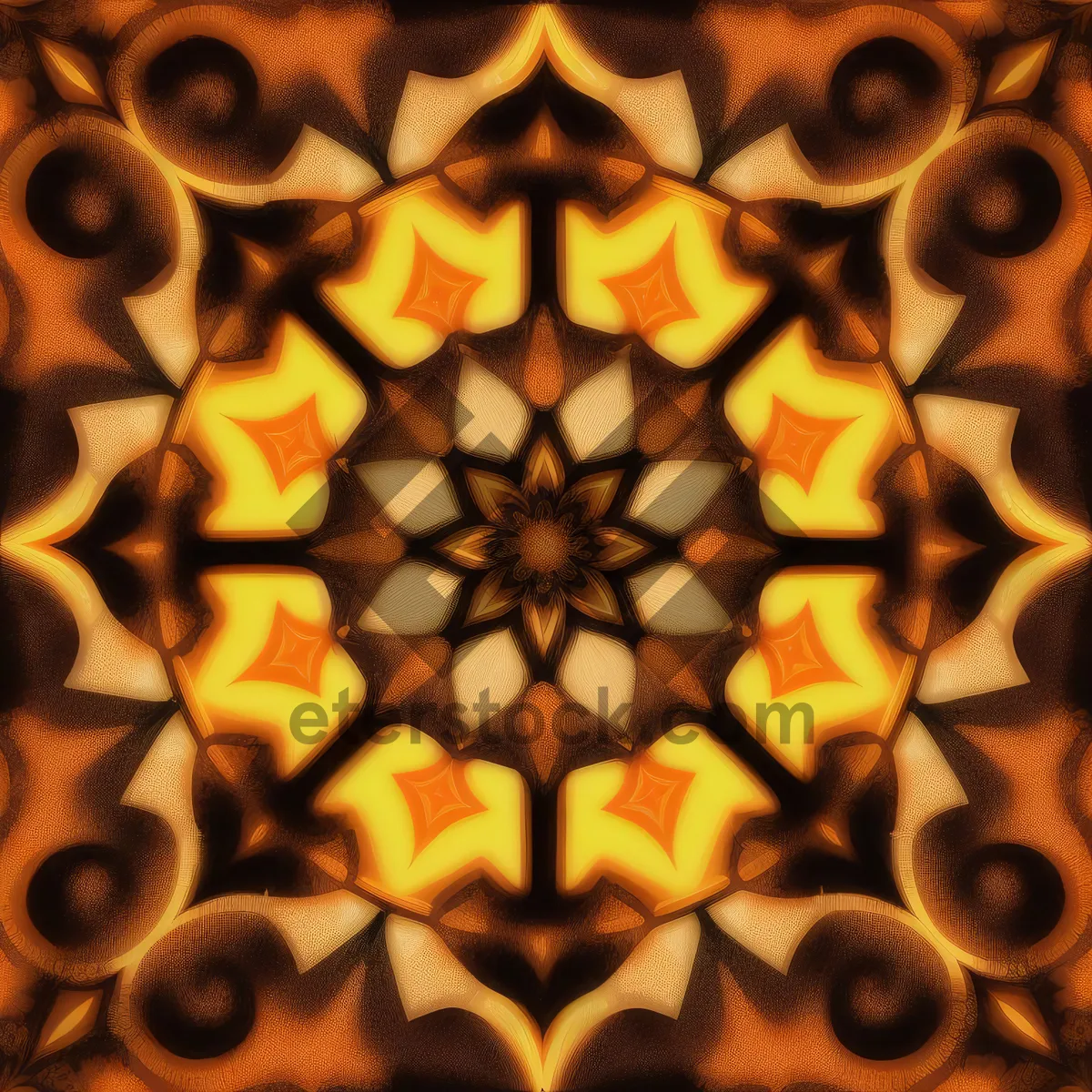 Picture of Honeycomb Fractal Art in Shades of Brown and Orange