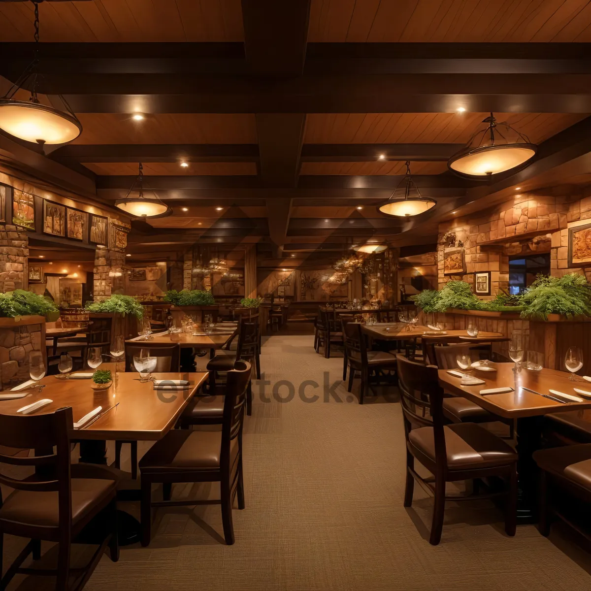 Picture of Modern interior design of contemporary restaurant dining area