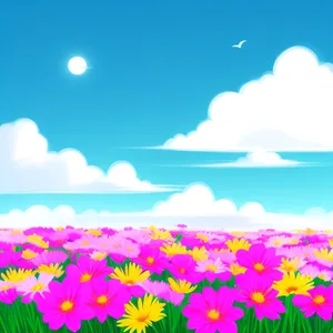 Vibrant Summer Sky with Sunflower Landscape Art