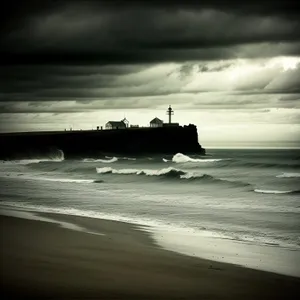 Sunset Shipwreck on Beach - Majestic Abandoned Vessel Amidst Serene Ocean